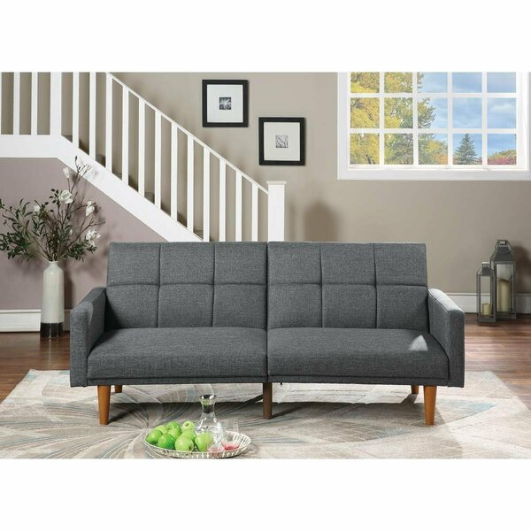 Kd Gabinetes 80 x 34 x 32 in. Convertible Futon Adjustable Sofa with Splitback in Blue Gray Fabric KD3143113